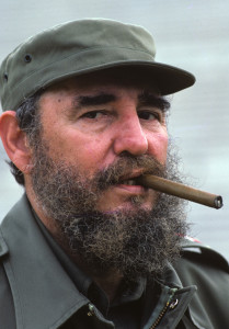 Portrait of Cuban President Fidel Castro smoking a cigar. Havana, Cuba 4/1984 (Image # 1188 )